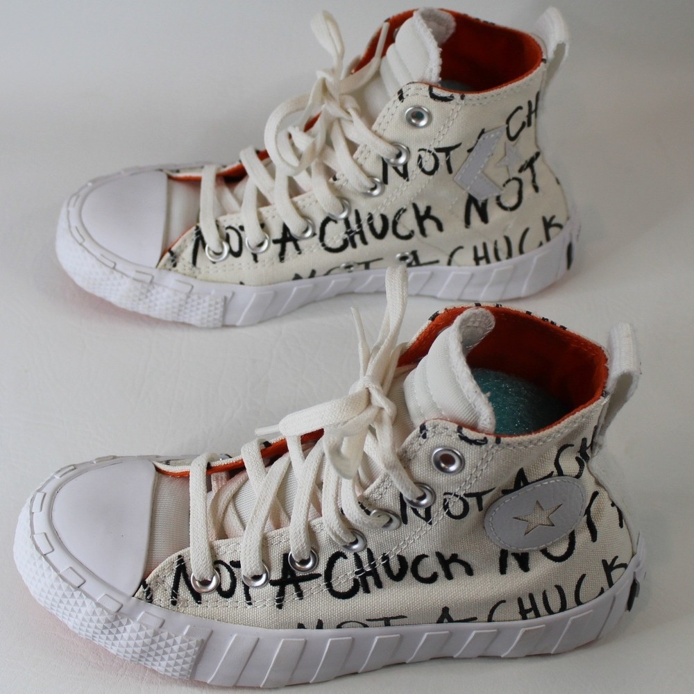 Converse Chuck Taylor All Star High Top NOT A CHUCK Print White Orange SZ 4 US